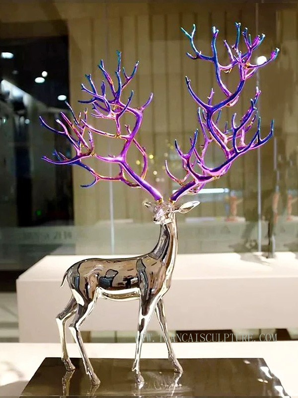 Colored Sika Deer Sculpture